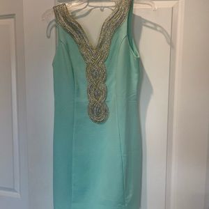 Pink Lilly Teal summer/Easter dress size Small